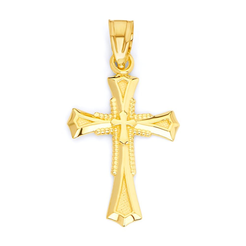 Solid 10k Gold Cross Pendant - Religious Jewelry Gifts for Her